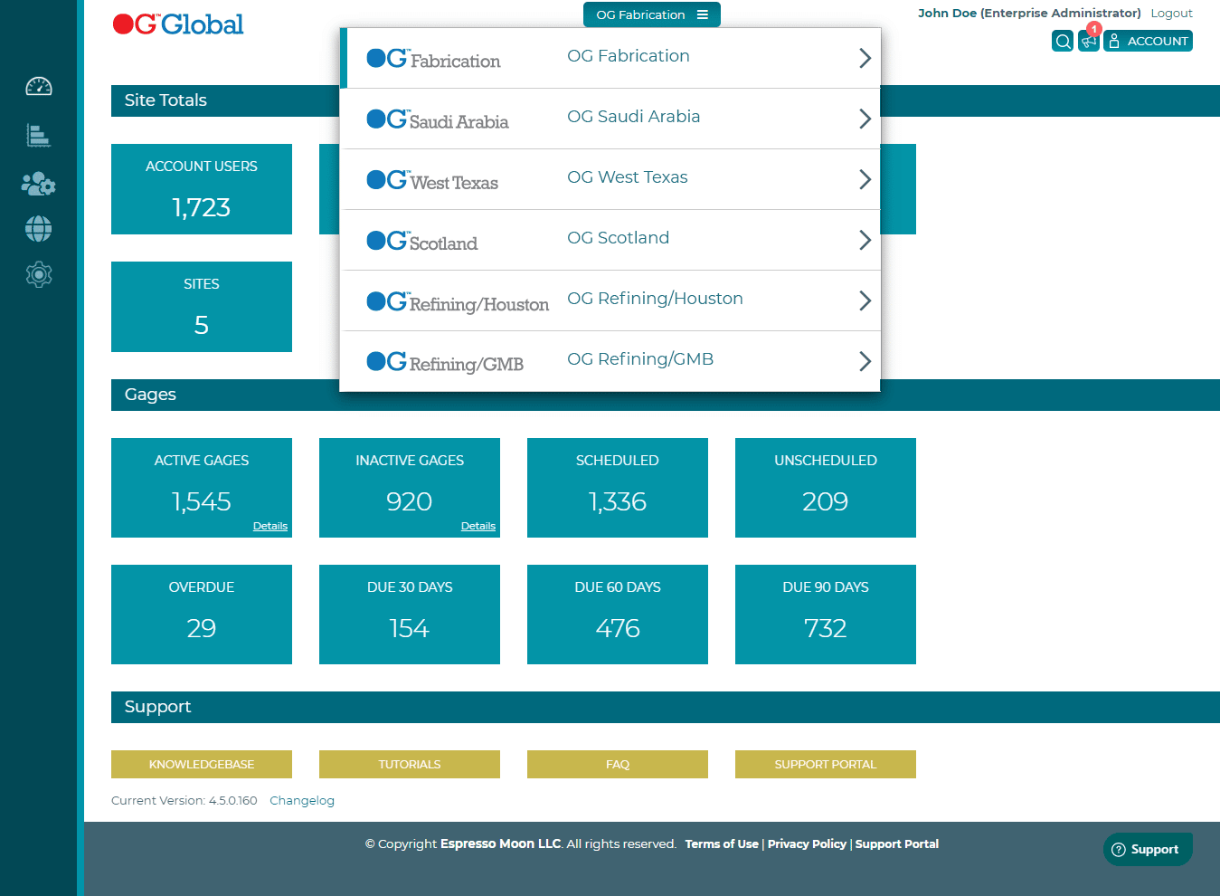 GageList Multisite Calibration Software Screenshot